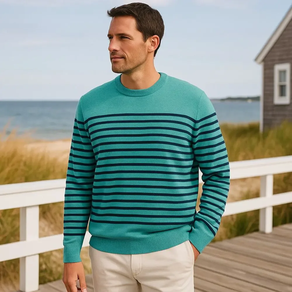 Banana Republic Men's Striped Coastal Crewneck Pullover Preppy Sweater Sz: XL
